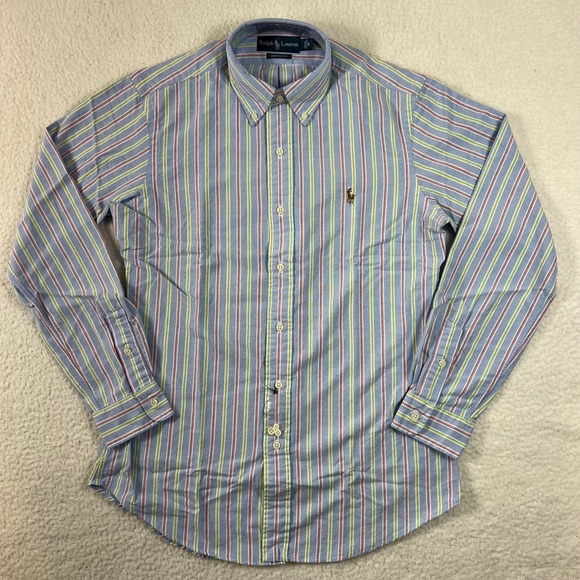 Ralph Lauren Men's S Custom Fit Blue Multi Stripe Oxford Button Down Shirt NWT